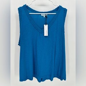 Michael Stars | NWT Women’s 2X Dina Supima Cotton Pacific Blue V Neck Tank Top